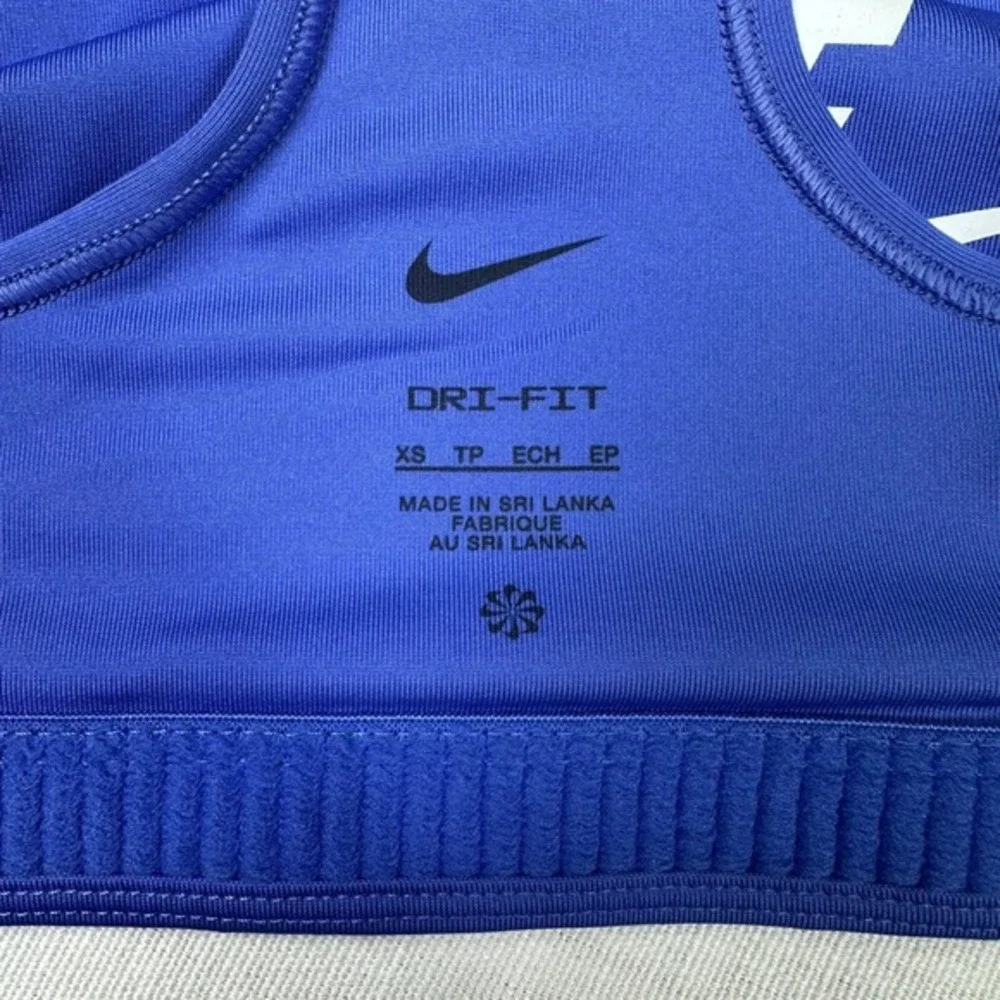 Nike Swoosh Futura Sports Bra XS Blue Joy Dry Fit Racerback Non-Padded 899370413